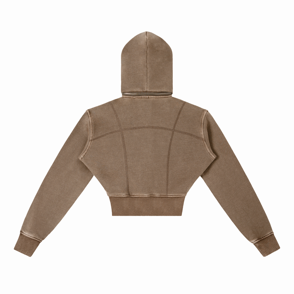 Rayselli Vintage Washed Cropped Fleece Hoodie