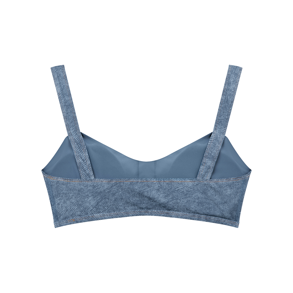 Rayselli Women's Faux Denim Sports Bra