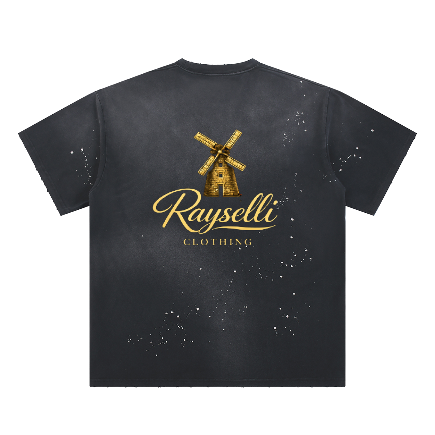 Rayselli Hand-Frayed Sunfade Paint Splatter T-Shirt
