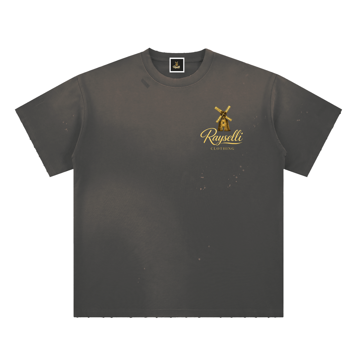Rayselli Hand-Frayed Sunfade Paint Splatter T-Shirt
