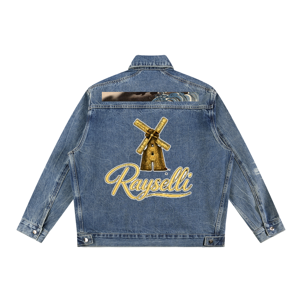Rayselli Vintage Wash Zip Up Denim Jacket