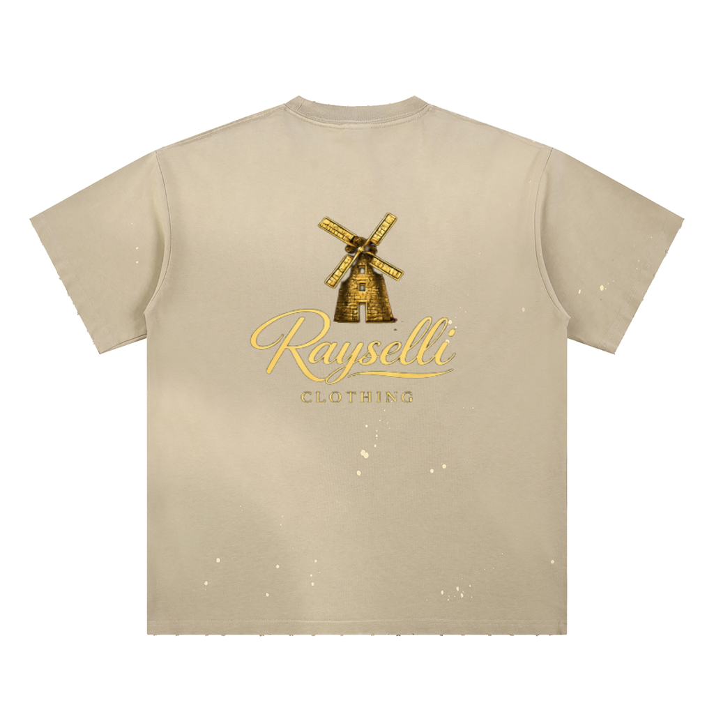 Rayselli Hand-Frayed Sunfade Paint Splatter T-Shirt