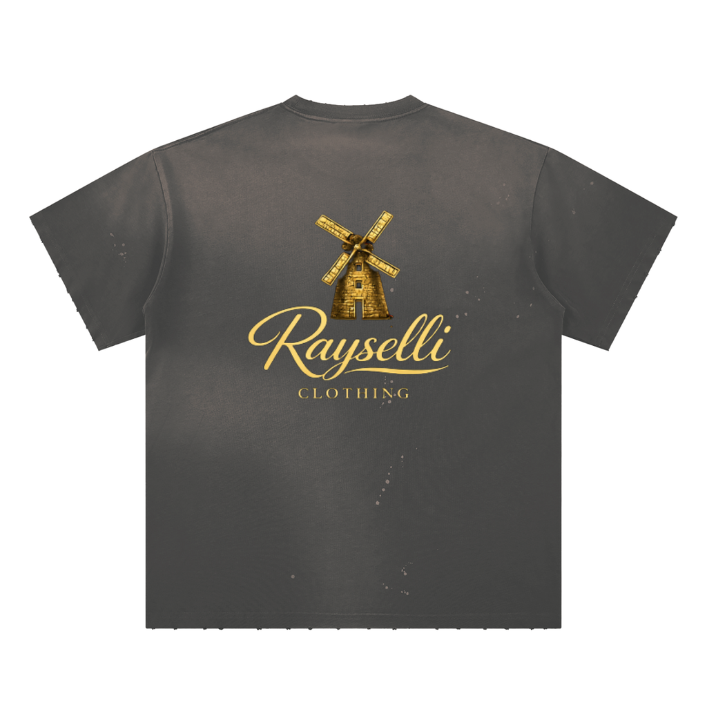 Rayselli Hand-Frayed Sunfade Paint Splatter T-Shirt