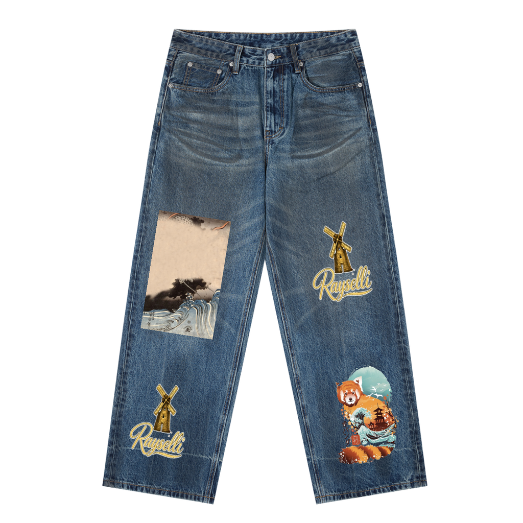 Rayselli Vintage Wash Baggy Denim Jeans