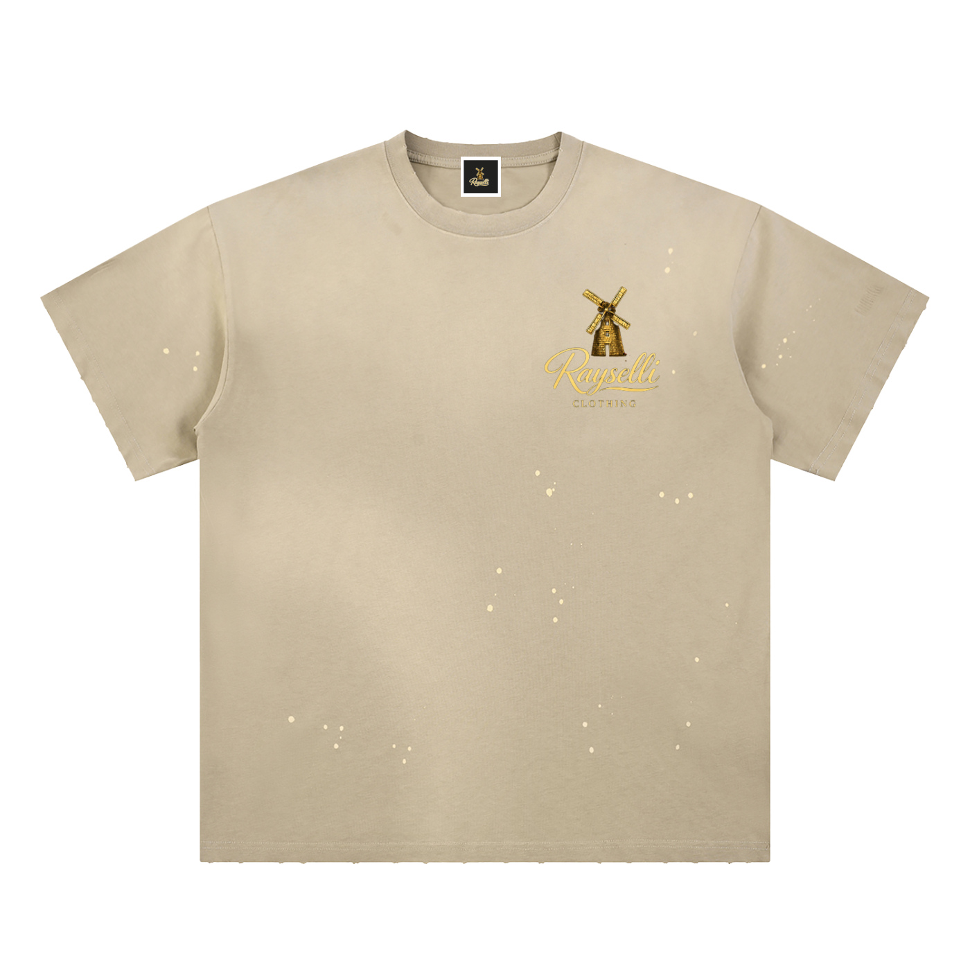 Rayselli Hand-Frayed Sunfade Paint Splatter T-Shirt