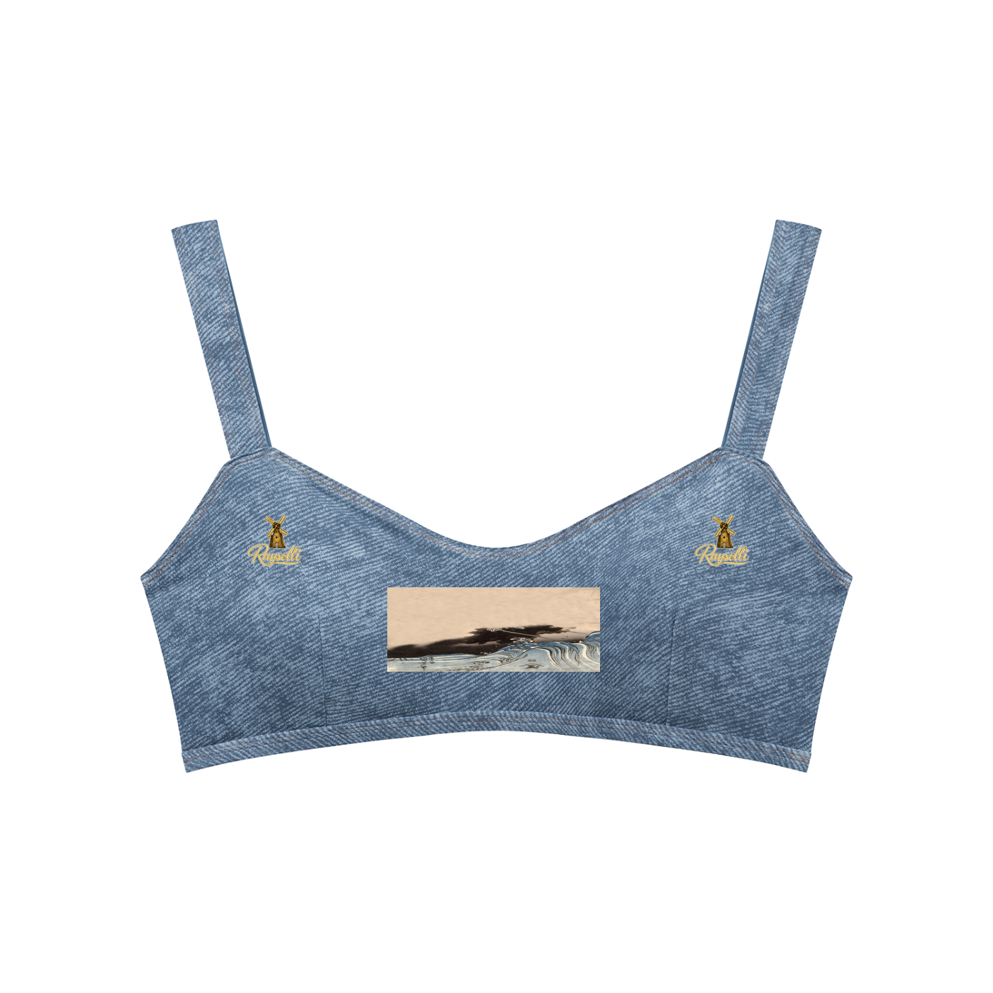 Rayselli Women's Faux Denim Sports Bra